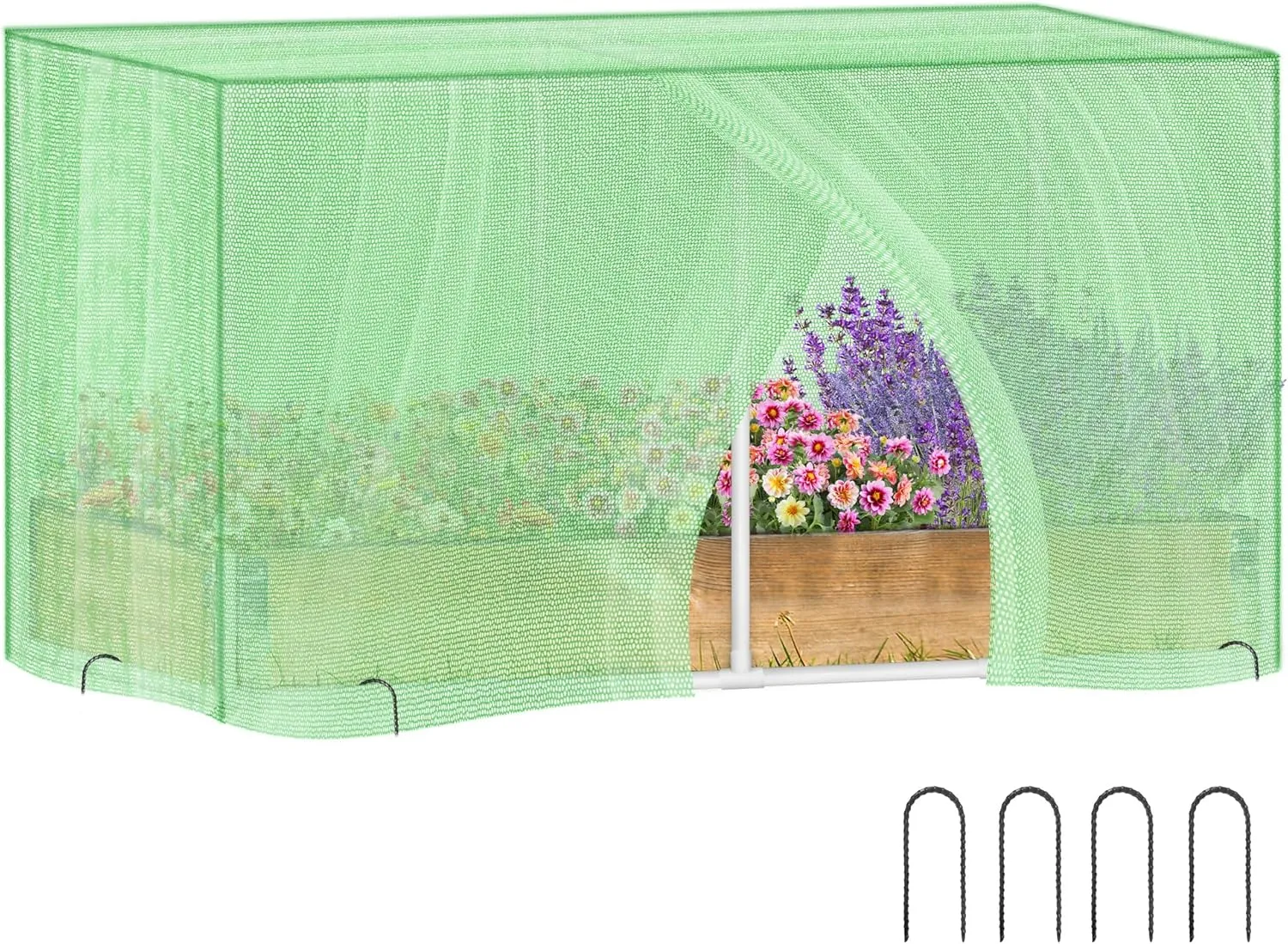 Crop Cages for Garden, 4.3' X 2.6' X 2.6' Detachable Plant Protection Tent with Garden Mesh Netting, Garden Netting Cage for Vegetables Fruits Flowers with Large Ground Stakes (Green)