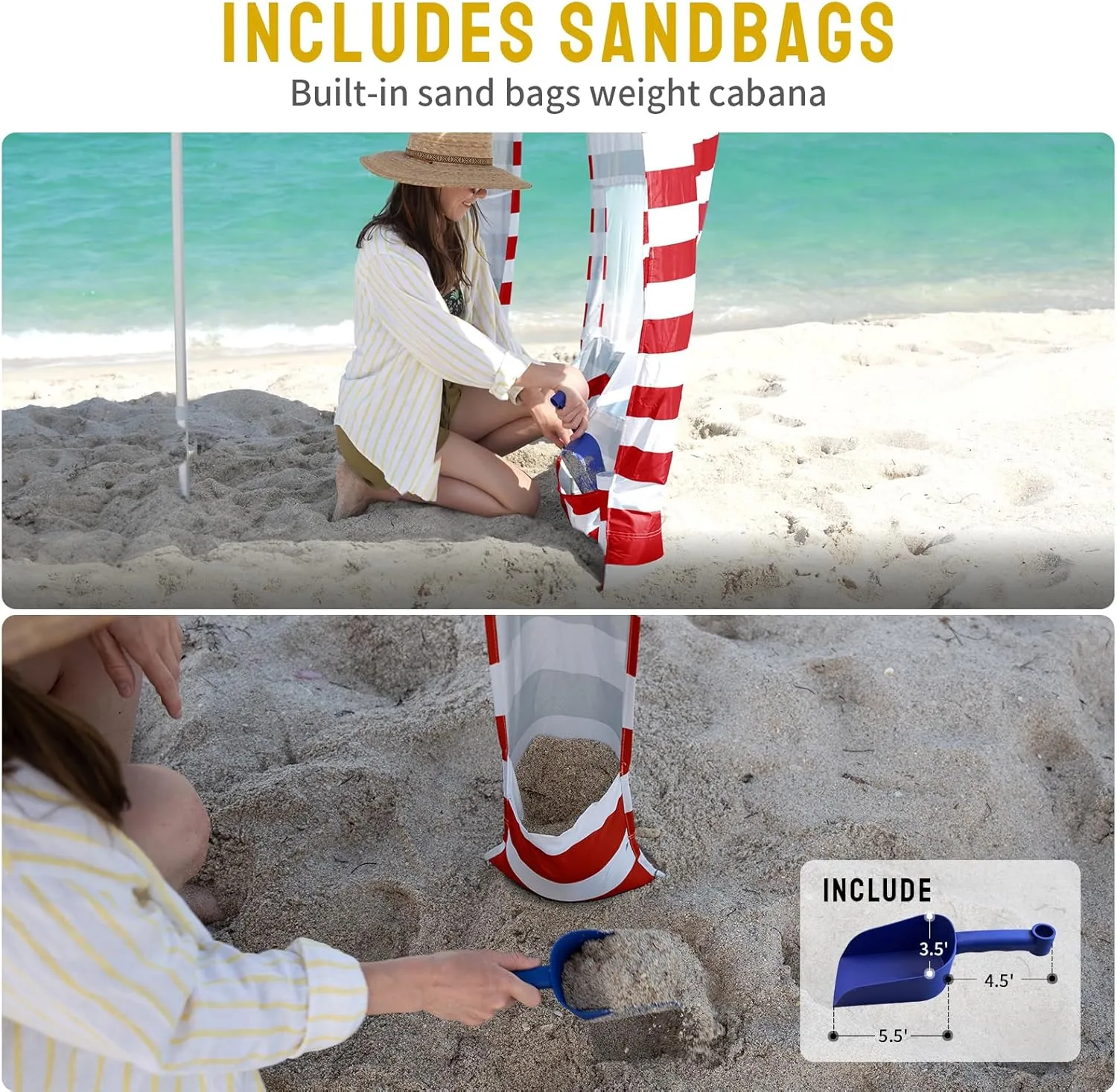 CROWN SHADES Beach Cabana 6.5 x 6.5, Cool Cabana Beach Tent Easy Pop Up - Beach Cabanas for Sand - UPF50  Protection with Sidewall and More Pockets, Red