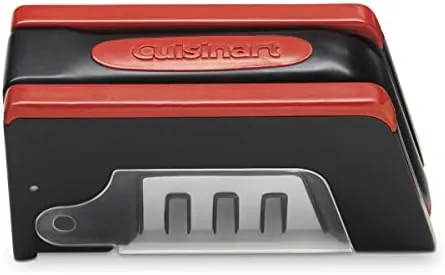 Cuisinart C77SHP-3SRS 3-Slot Foldable Knife Sharpener, Black/Red
