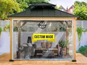 Custom Size Clear Tarps | Made to Order | Patios, Porch, Screen Rooms, Gazebos | Waterproof Tarpaulin | 100% UV & Weather Resistant