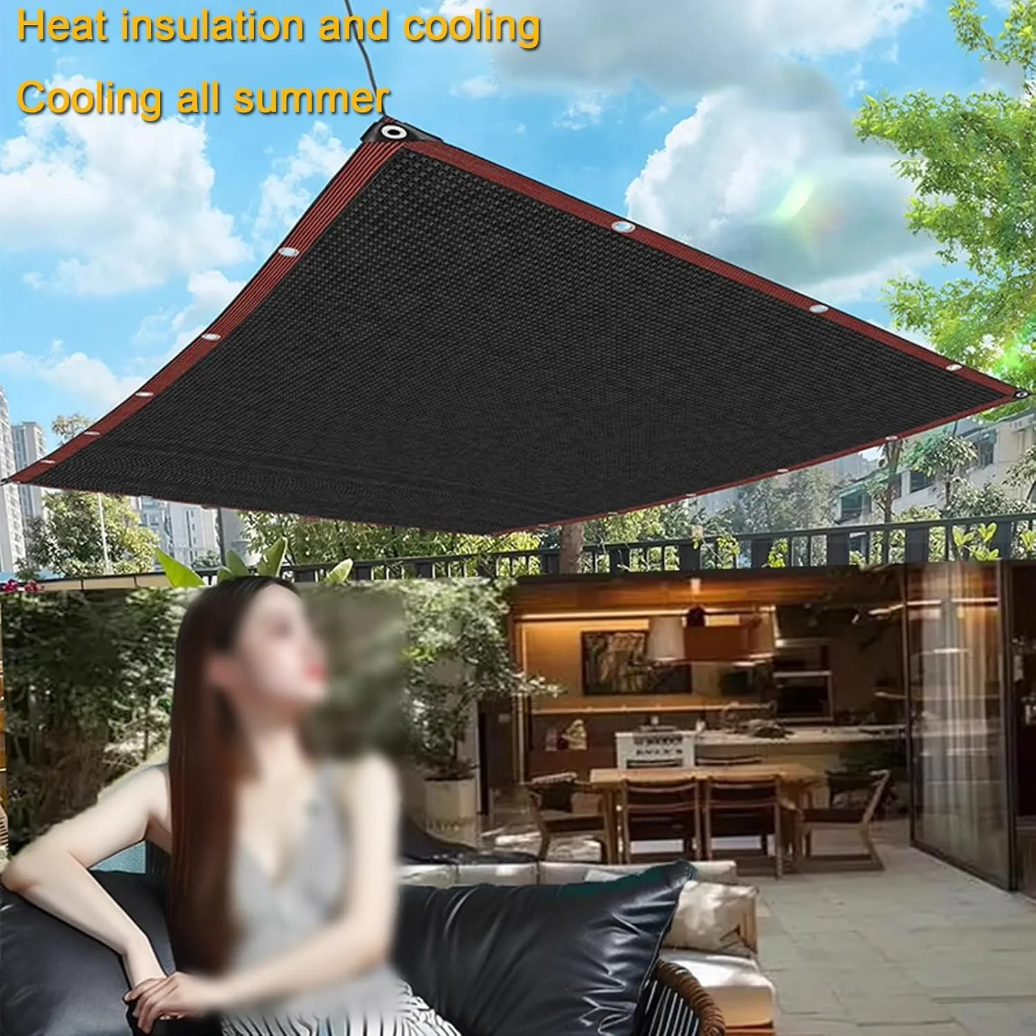 Customizable Shade Netting,Patio Shade Cloth,99% Uv Block Breathable Shade Tarp for Roof Garden Yard Greenhouse Plant Carport,Sunblock Shade Fabric with Grommets (6.6x18ft)