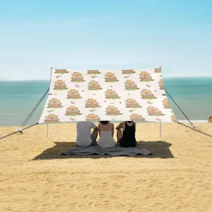 Cute Capybara Seamless Pattern Beach Camping Tent Sun Shelter for Whole Family, Beach Shade Canopy with UPF50  UV Protection,Easy Set Up and Carry,Outdoor Shade for Trips, Fishing, Backyard Fun