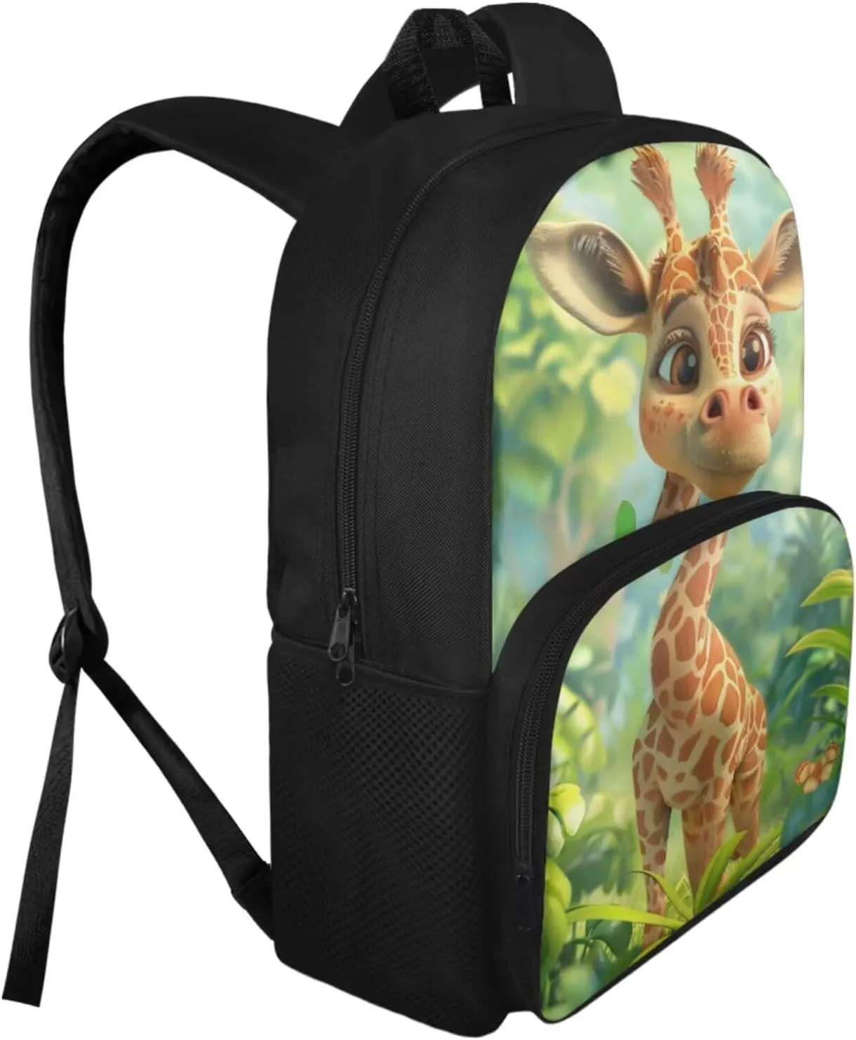 Cute Giraffe Backpack for Girls Boys Backpack with Lunch Box and Large Pencil Pouch 3Pcs Set 15" Sturdy Bookbag with Front Pocket for School Kids Lightweight Kindergarten School Bag