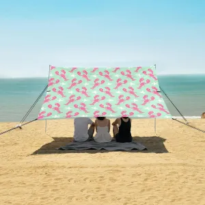 Cute Pink Lobsters Beach Camping Tent Sun Shelter for Whole Family, Sea Stars Nautical Beach Shade Canopy with UPF50  UV Protection,Easy Set Up and Carry,Outdoor Shade for Trips, Fishing, Backya