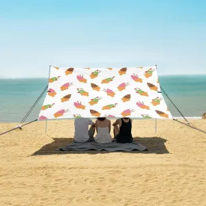 Cute Taiyaki Ice Cream Pattern Beach Camping Tent Sun Shelter for Whole Family, Beach Shade Canopy with UPF50  UV Protection,Easy Set Up and Carry,Outdoor Shade for Trips, Fishing, Backyard Fun