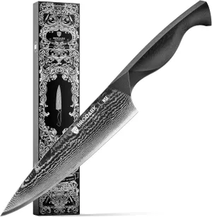 Damascus Chef Knife 8 Inch: Ultra Sharp Kitchen Knife, Japanese Knife with Full-Tang Ergonomic Handle, Cooking Knife for Home, Restaurant (Dark Horse Series)