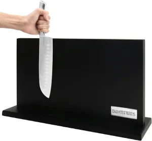 DAWNTREES Large Black Magnetic Knife Holder, 16 Inch XXL Magnetic Knife Block Kitchen Counter Universal Knife Display Rack Multifunctional Storage