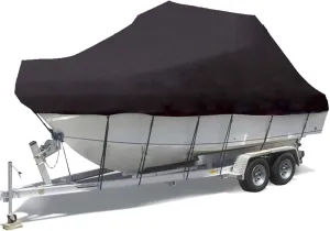 Deck Boat Covers Boat Tarp,Heavy Duty 600D Marine Grade Anti-Uv Oxford Trailerable Waterproof Boatcover Center Console Boat CoverFits V-Hull, Runabout Boat Cover,Black,21~24FT