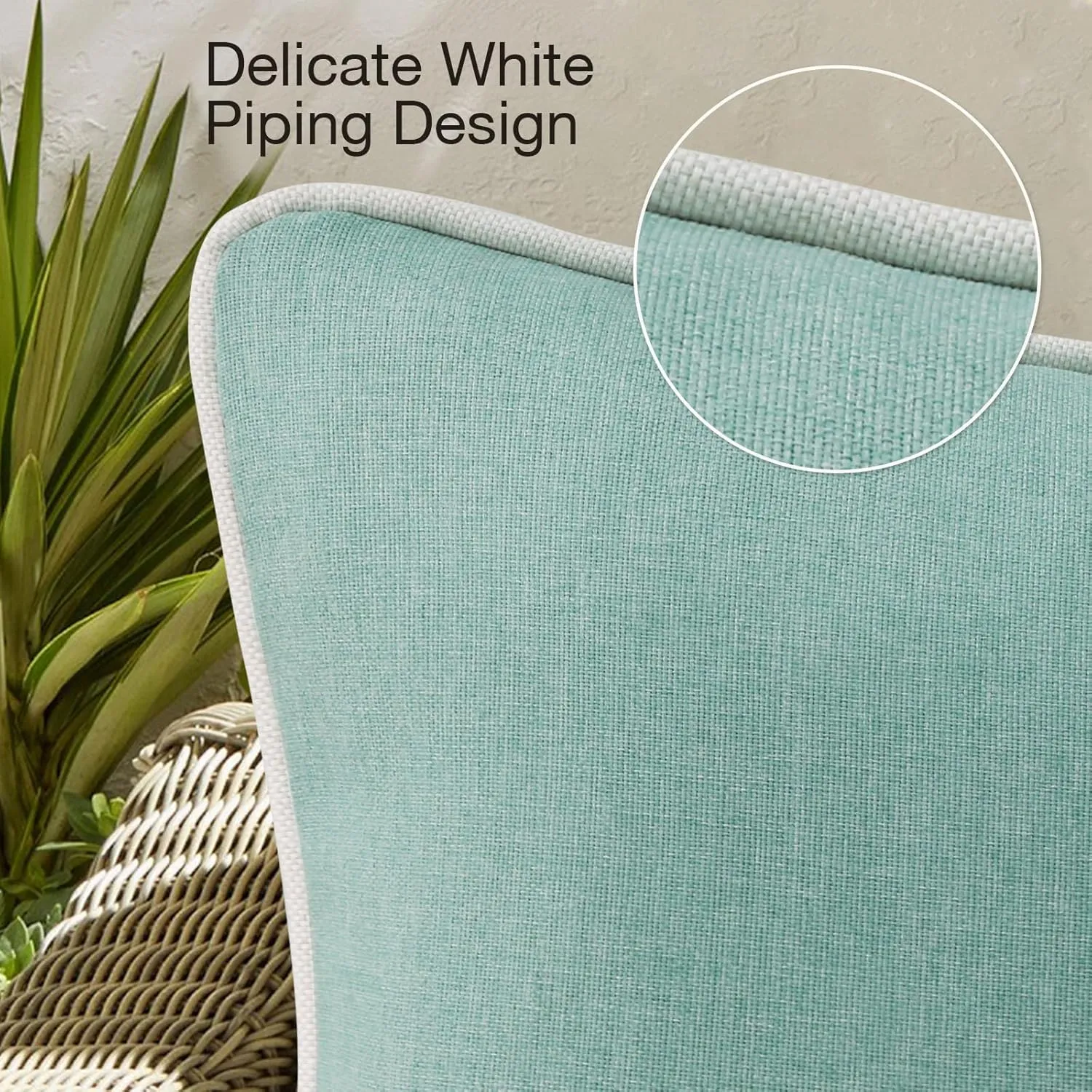 Decorative Outdoor Waterproof Throw Pillows with Inserts, Set of 4, 20" x12" Pillows for Patio, Backyard, Bed, Couch, and Patio Furniture, Aqua Green