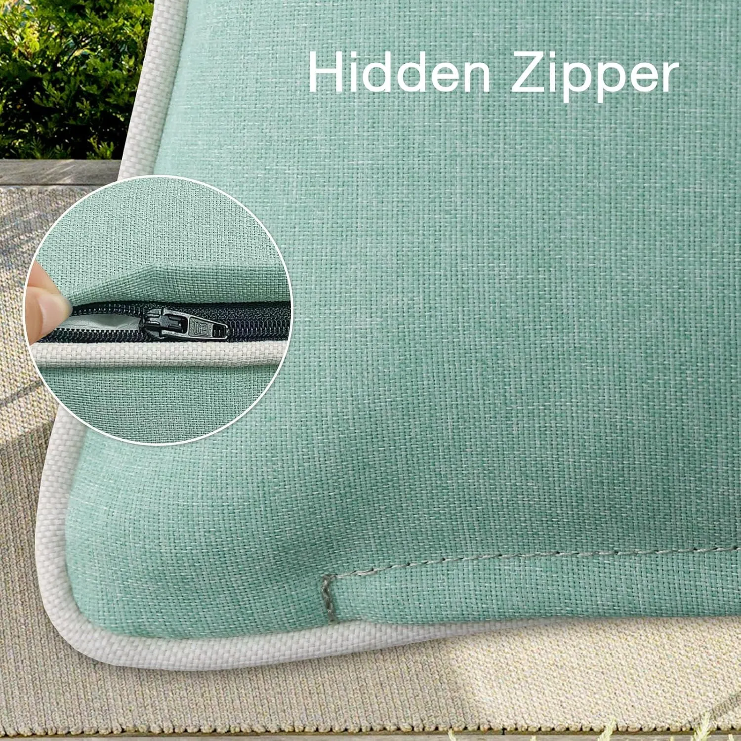 Decorative Outdoor Waterproof Throw Pillows with Inserts, Set of 4, 20" x12" Pillows for Patio, Backyard, Bed, Couch, and Patio Furniture, Aqua Green