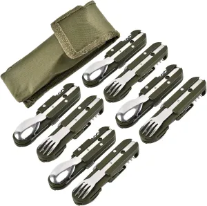 Detachable Camping Tableware Set - Portable 5-in-1 Stainless Steel Travel Set, Multifunctional Folding Outdoor Utensils (8 Packs)