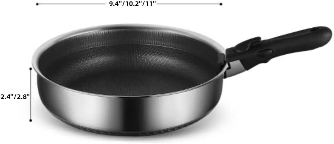 Detachable Handle Pot, 316 Stainless Steel Flat Bottom Pot, Outdoor Portable Folding Pot, Non Stick Frying Pan, Outdoor Cooking Utensils (24cm)