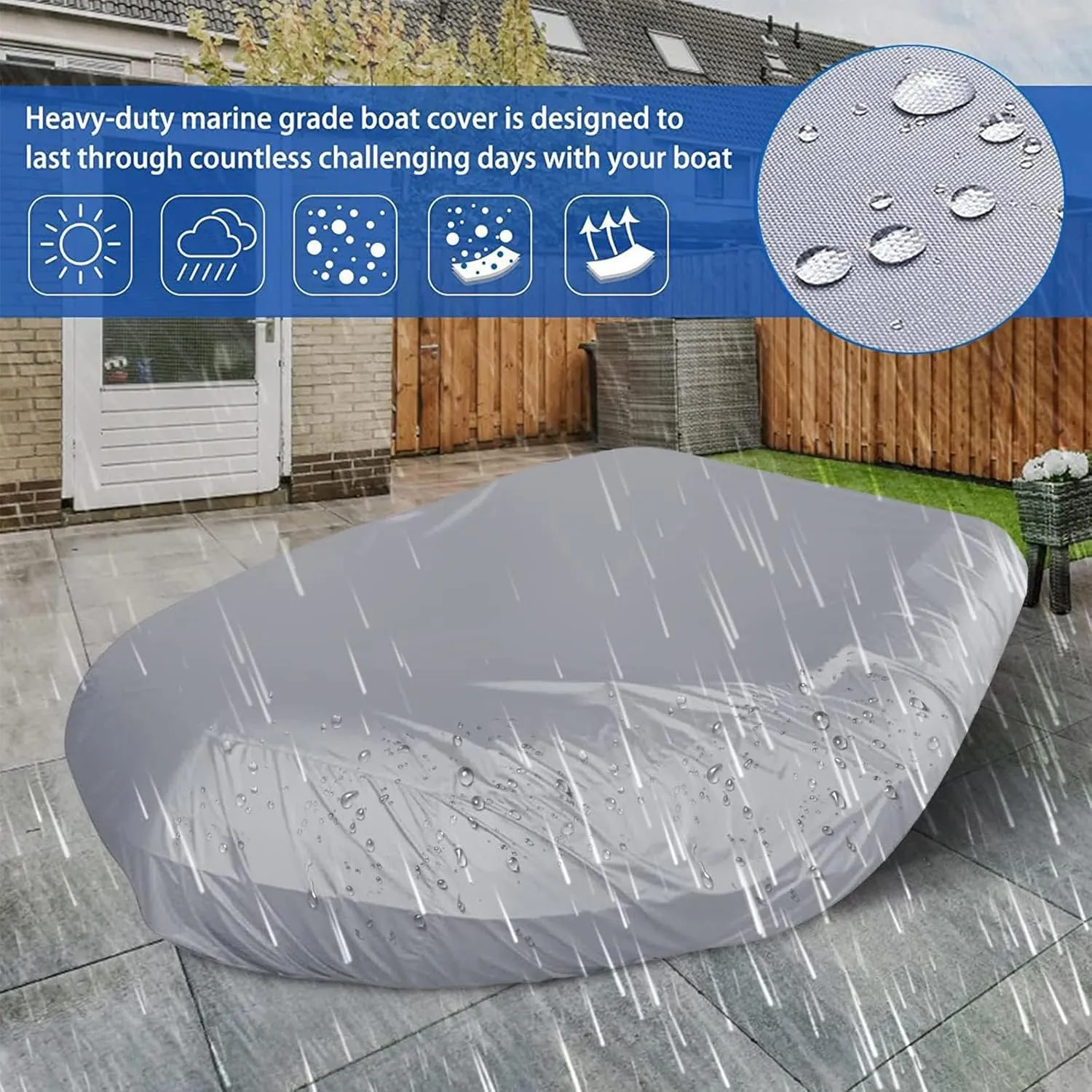 Dinghy Boat Cover 7 Sizes Boat Tarp UV Resistant Waterproof Boat Cover for Inflatable Boat and Dinghy,470 * 210 * 46cm