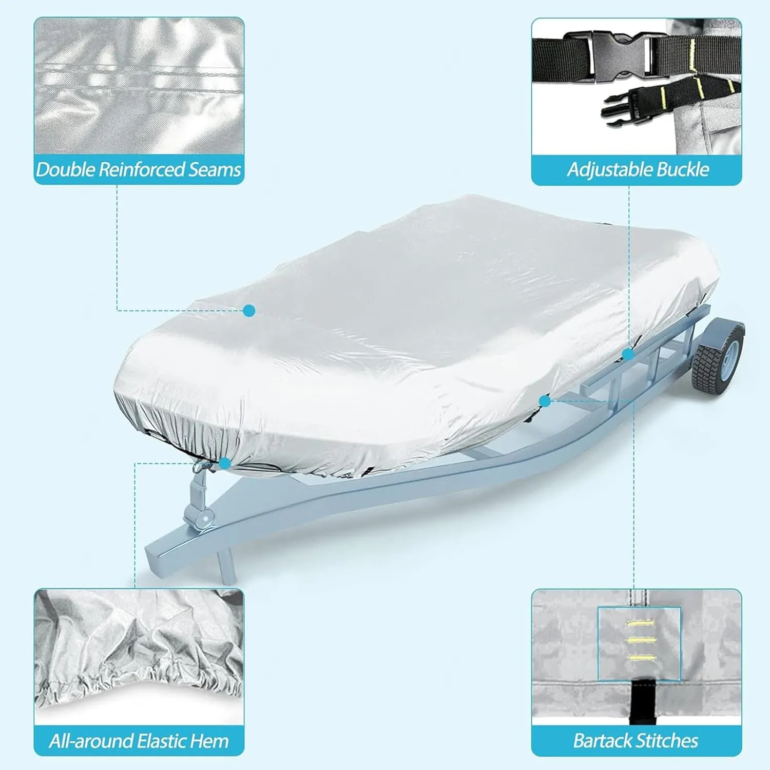 Dinghy Boat Cover 7 Sizes Boats Covers UV Resistant Boat Tarp for Inflatable Boat and Dinghy,270 * 165 * 46cm