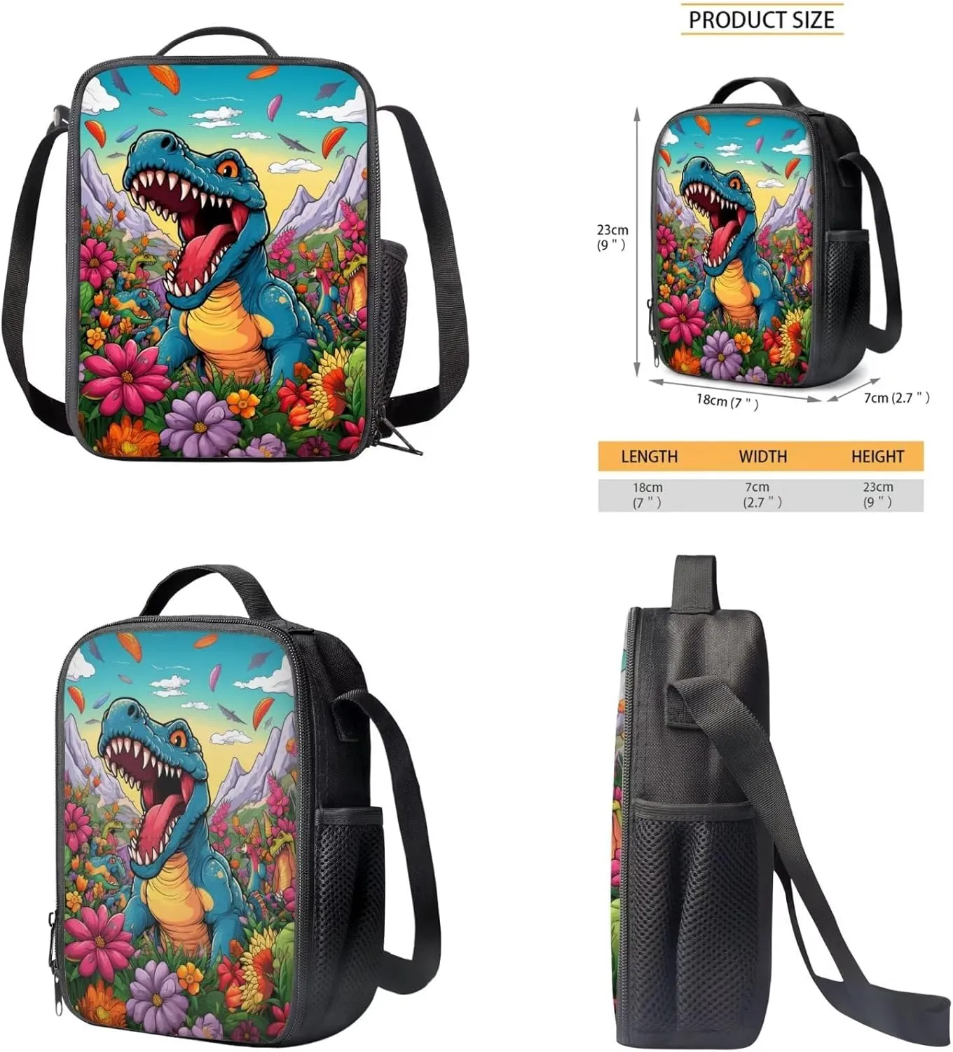 Dinosaur Backpack for Boys Kids Backpack with Lunch Box and Soft Pencil Pouch 3 Pcs Set 15" Large Capacity Bookbag with Front Pocket for School Lightweight School Bag for Kindergarten Boy