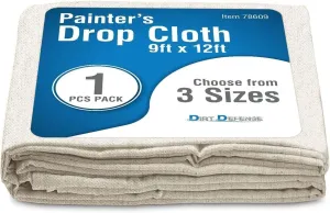 DIRT DEFENSE Canvas Drop Cloth Cotton Tarp Large Canvas Tarp for Art Supplies, Drop Cloth for Painting Supplies/Paint Canvas Fabric and Furniture Cover from Paint (9ftx12ft Pack of 1)
