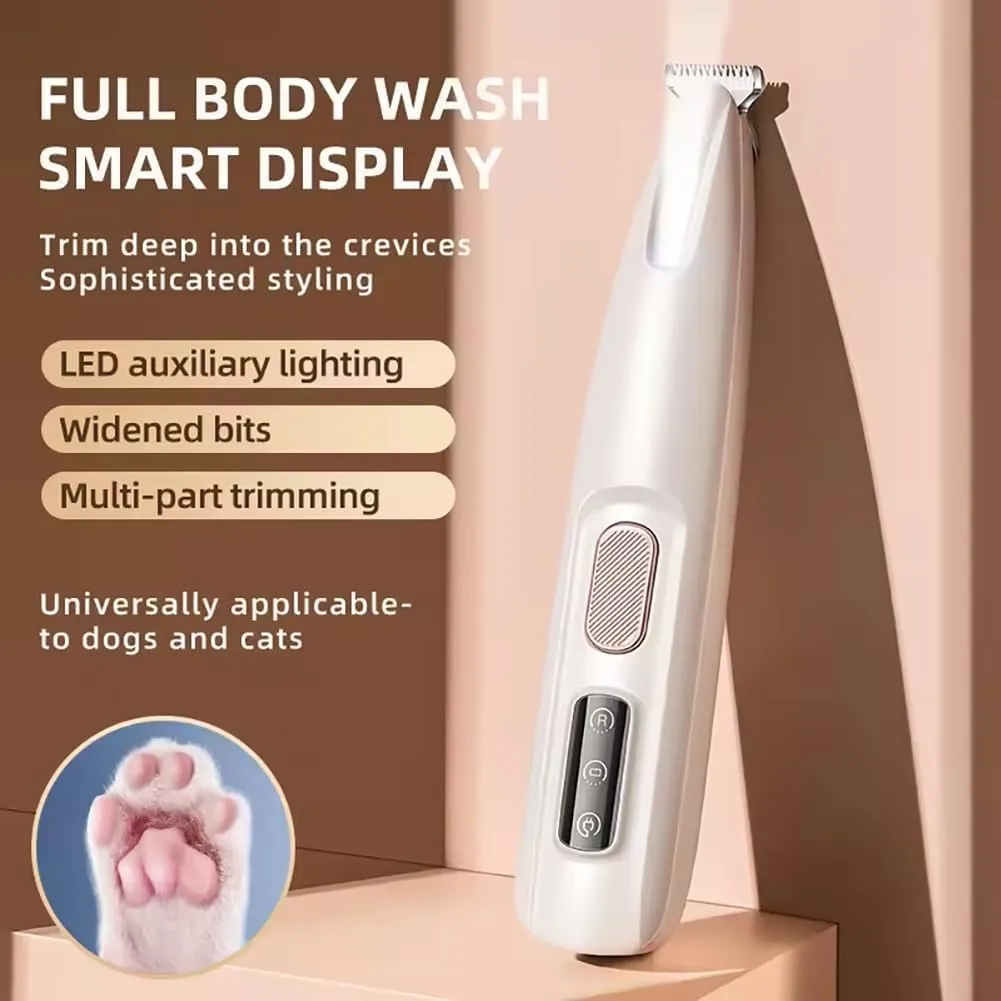 Dog Paw Trimmer, 2025 New Zentric Pet Micro Precision Trimmer, Multifunctional Dog & Cat Hair Shaver, Rechargeable Pet Hair Clippers for Grooming with LED Light Low Noise (1PCS 18mm cutter head)