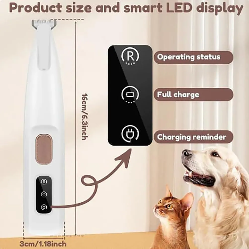Dog Paw Trimmer, 2025 New Zentric Pet Micro Precision Trimmer, Multifunctional Dog & Cat Hair Shaver, Rechargeable Pet Hair Clippers for Grooming with LED Light Low Noise (1pcs)