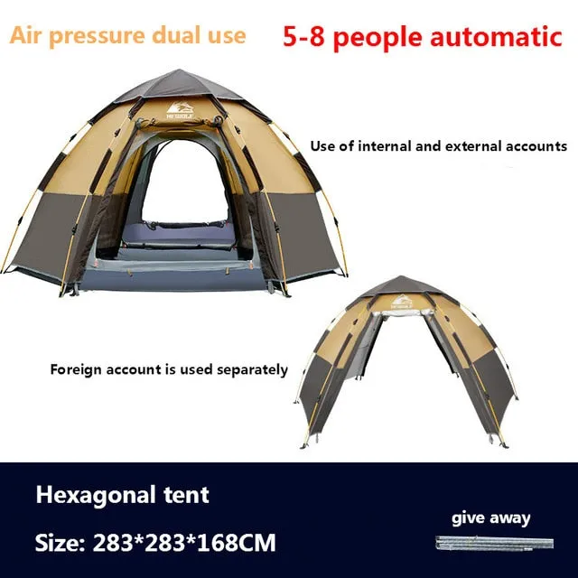 Double Recreation Large Hewolf 3-8 Privacy-focused Person Party Automatic Tent Functional Quick Layer Tent Open Beach Camping Tents Family Outdoor Awning