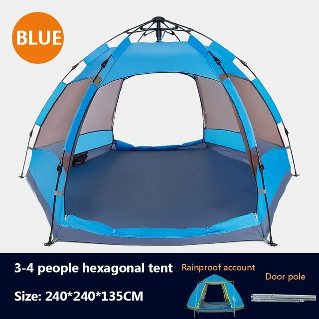 Double Recreation Large Hewolf 3-8 Privacy-focused Person Party Automatic Tent Functional Quick Layer Tent Open Beach Camping Tents Family Outdoor Awning
