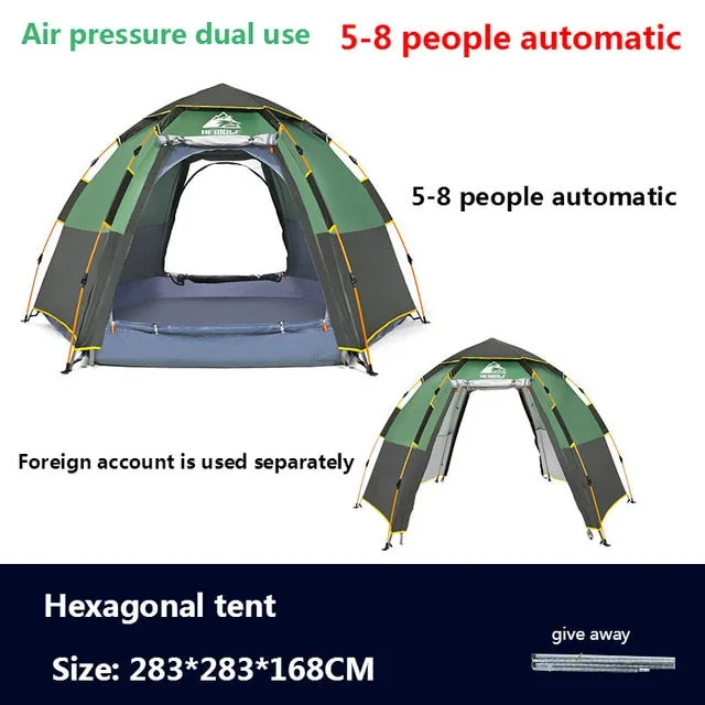 Double Recreation Large Hewolf 3-8 Privacy-focused Person Party Automatic Tent Functional Quick Layer Tent Open Beach Camping Tents Family Outdoor Awning