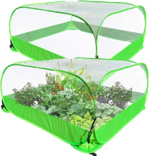 DredQcco Pop Up Garden Mesh Plant Cover 2Pcs Outdoor Plant Protector Mesh Plant Enclosure Raised Bed Garden Bird and Pest Protection Guard for Fruits Vegetables Seedlings and Herbs