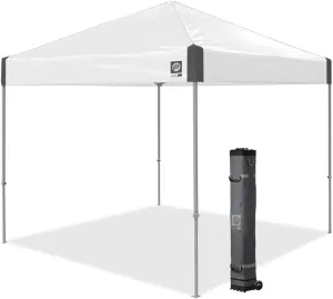 E-Z UP Ambassador 10'x10' Shelter Tent w/Spikes & Roller Bag Slate white