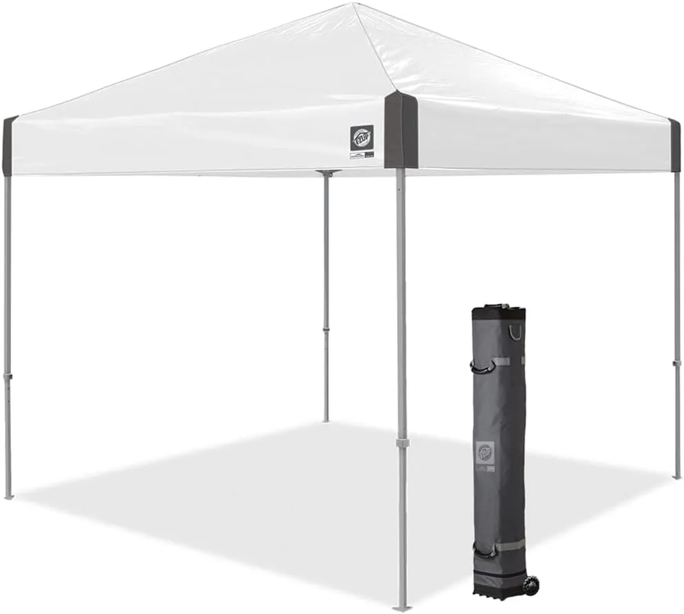 E-Z UP Ambassador 10'x10' Shelter Tent w/Spikes & Roller Bag Slate white