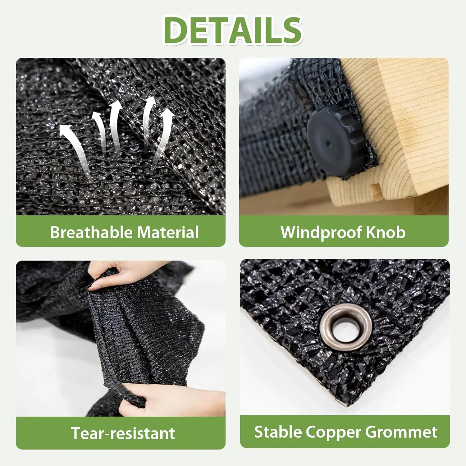 EAGLE PEAK 50 Percent UV Protection Plant Shade Cloth Black Tarp for EAGLE PEAK 6.7x7.8x7.7 ft Wood Greenhouse, Black