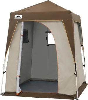 EAGLE PEAK 6x6 Pop Up Privacy Tent with Ground Mat, Portable Changing Room & Outdoor Shower Tent, Portable Canopy for Camping, Hiking, Pool Parties, Photoshoots or Toilet Shelters (Gray/Brown)