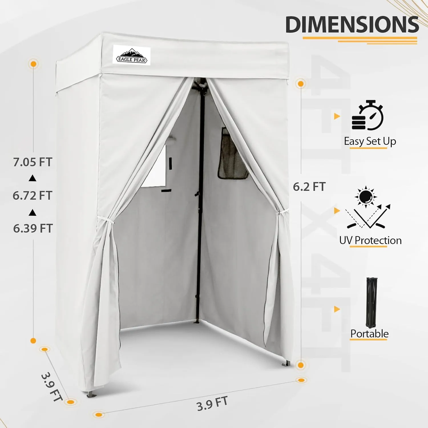 EAGLE PEAK Flex Compact 4x4 Pop-up Canopy Changing Room, Portable Privacy Dressing Room for Indoor Fashion Photoshoots, Camping, or Pool, White