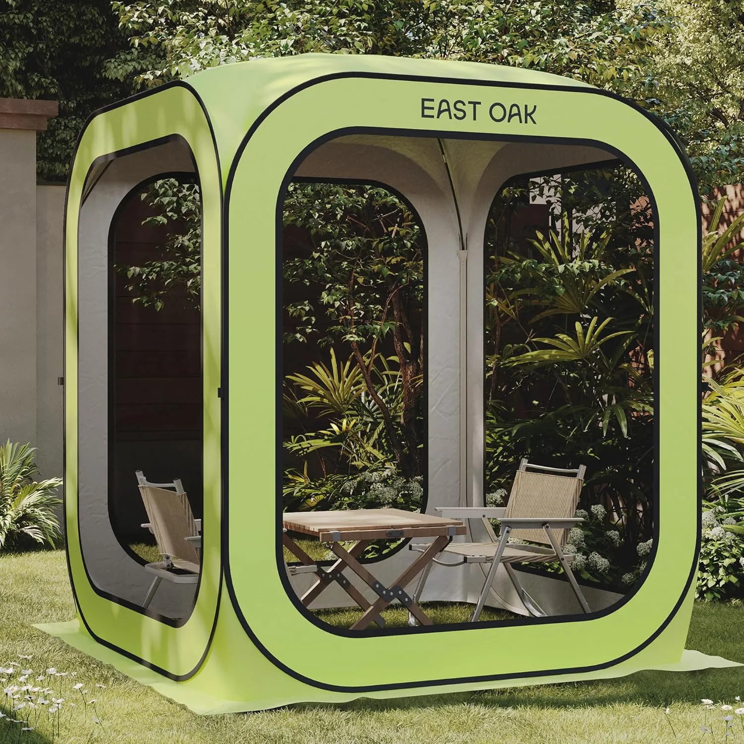 EAST OAK Screen House Tent Pop-Up, Portable Screen Room Canopy Instant Screen Tent 6 x 6 FT with Carry Bag for Patio, Backyard, Deck & Outdoor Activities, Light Green