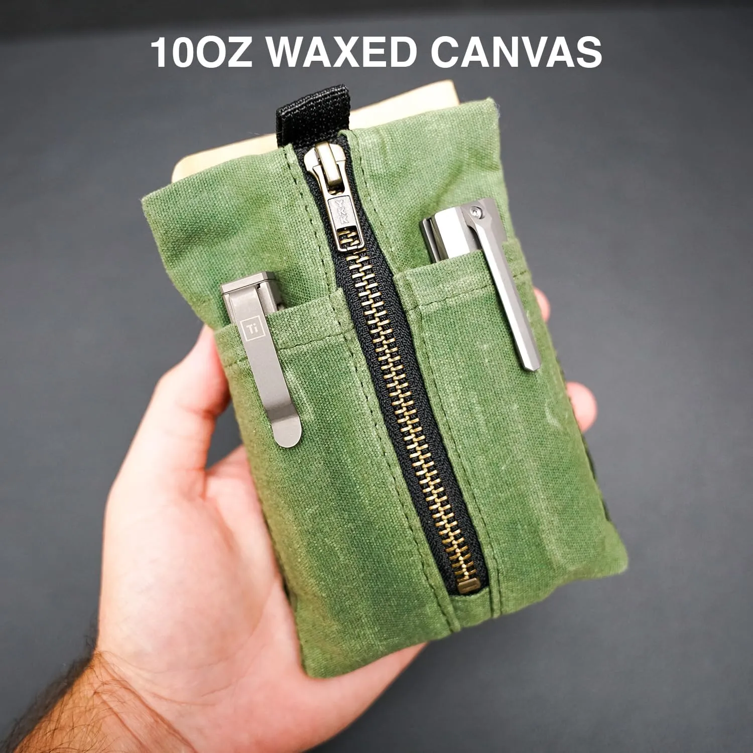 EDC Canvas Pouch, Pocket Organizer, Mighty Pouch for Men, EDC Bags with Velcro, Small Tool Pouch, Utility Pouch for Multitools, Waxed Compact Organizer