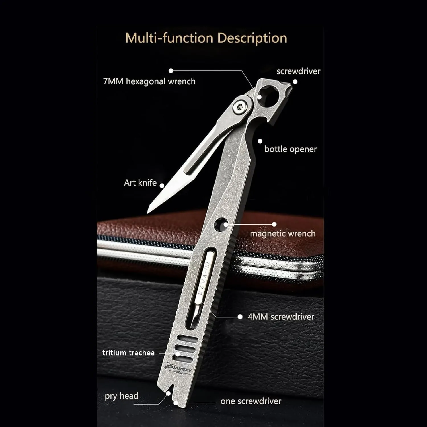 EDC Multitool Pry Bar, with Utility knife, Bottle Opener, EDC Pocket Tool, Gifts for Men (lightning streak)