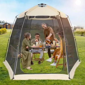 EighteenTek Screen House Gazebo, 2-4-6 Person Pop Up Screen Tent, Instant Screen Room with Carry Bag, Outdoor Mosquito Tent Pop-Up, Sun Shade Shelter for Patio, Garden, Backyard, Deck