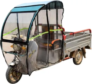 Electric Tricycle Cover, Protect You from Wind and Rain While Driving Electric Tricycle Canopy, Windproof Electric Tricycle Cover, Reflective Tricycle Canvas Awning