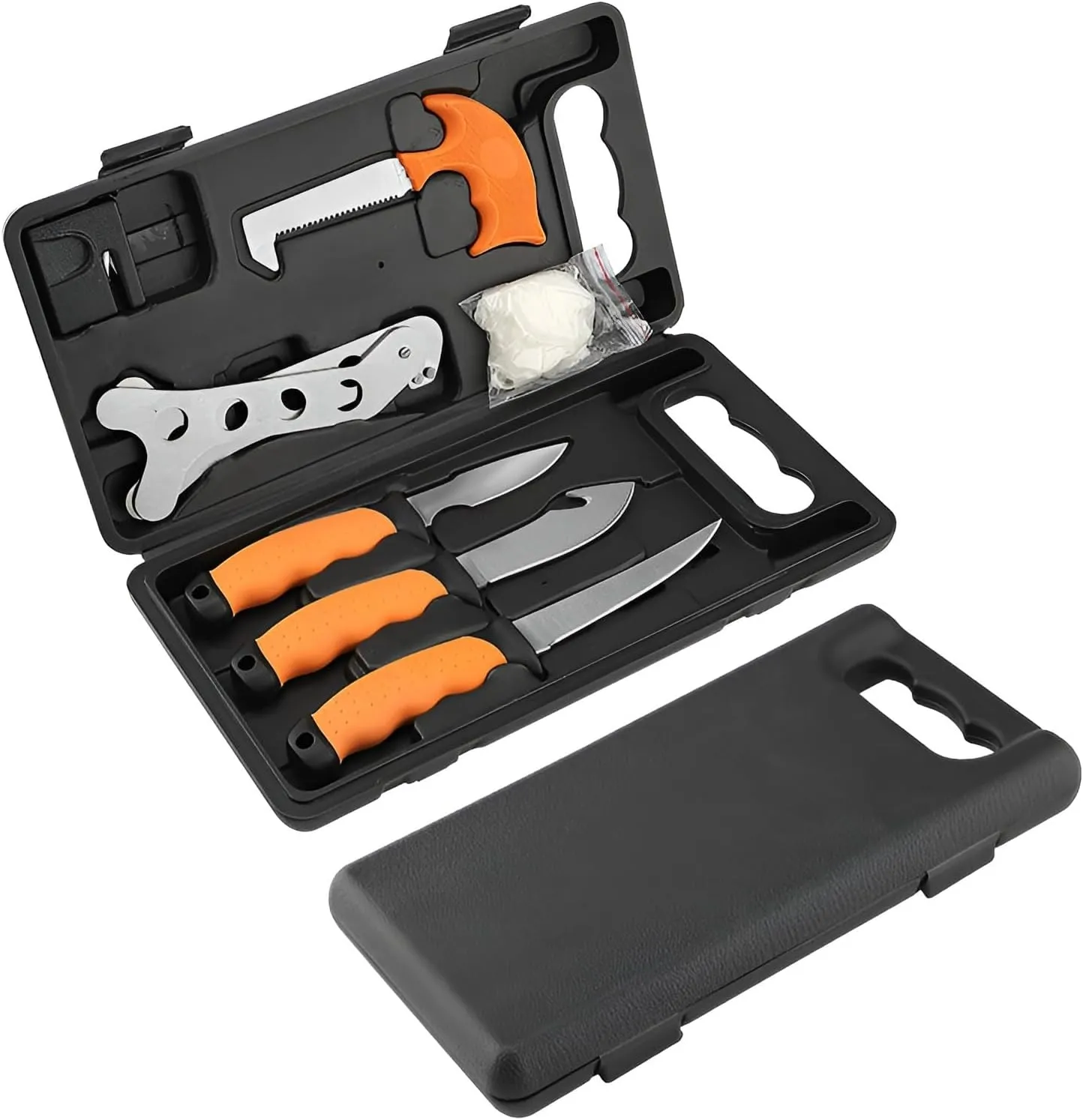 Ellniges]【3-in-1 Fishing Knives Kit Stainless Steel with Bottle Opener & Sharpener | Non-Slip Rubber Handle | Compact Storage Case【Camping for Men】 Outdoor Survival Tools