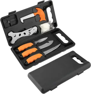 Ellniges]【3-in-1 Fishing Knives Kit Stainless Steel with Bottle Opener & Sharpener | Non-Slip Rubber Handle | Compact Storage Case【Camping for Men】 Outdoor Survival Tools
