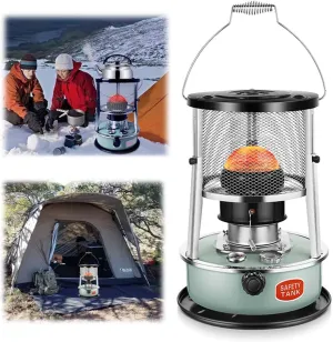 Emergency Heater For Outdoor, Camping Stove Mobile Non Electric Kerosene Heater 8900 BTU Radiant Heaters For Winter Hiking Tent 4.5L Green 6 Wicks