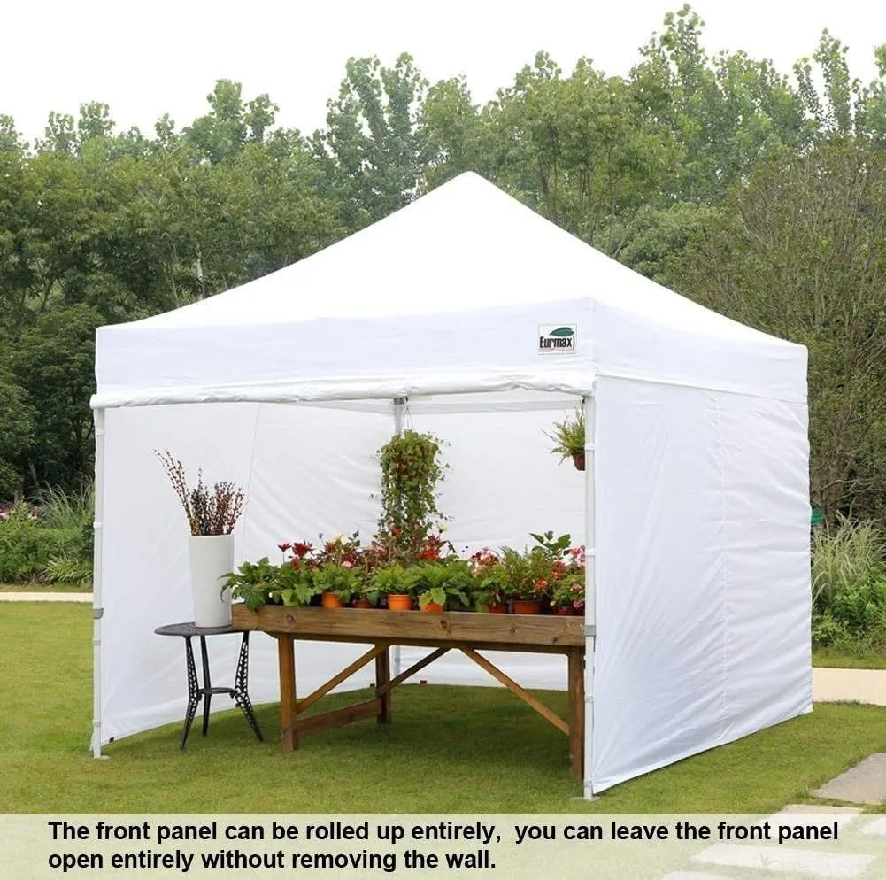 Eurmax USA 10'x10' Pop-up Canopy Tent Commercial Instant Canopies with 4 Removable Zipper End Side Walls and Roller Bag, Bonus 4 SandBags(Forest Green)