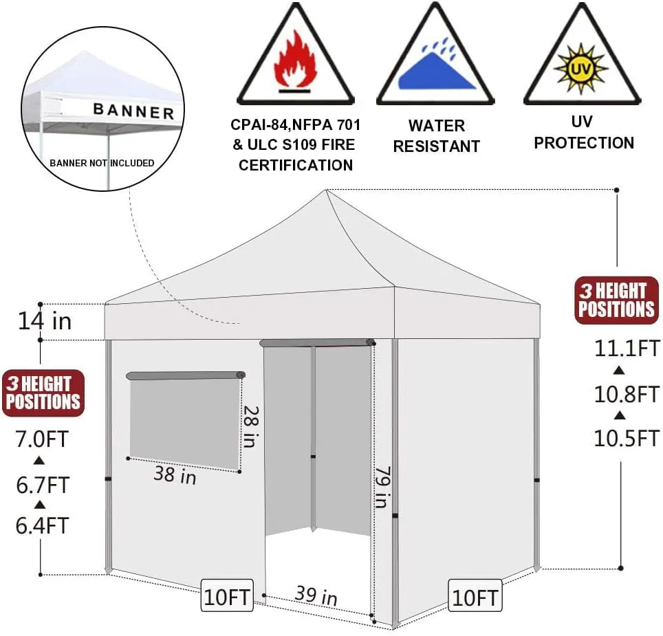 Eurmax USA 10'x10' Pop-up Canopy Tent Commercial Instant Canopies with 4 Removable Zipper End Side Walls and Roller Bag, Bonus 4 SandBags(Forest Green)
