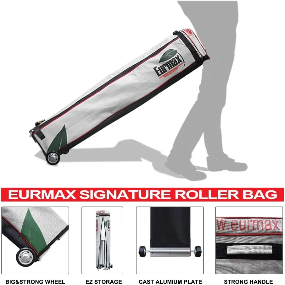Eurmax USA 10'x15' Pop-up Canopy Tent Commercial Instant Canopies with 4 Removable Zipper End Side Walls and Roller Bag, Bonus 4 SandBags(Blue)