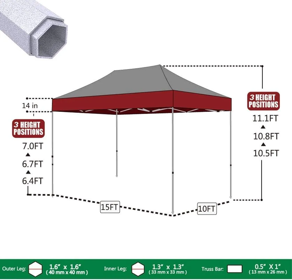 Eurmax USA Premium 10'x15' Pop-up Canopy Tent Party Tent Commercial Instant Canopies Shelter with Removable Sidewalls with Wheeled Carry Bag Bonus 4 Sand Bags(Stripe Blue)