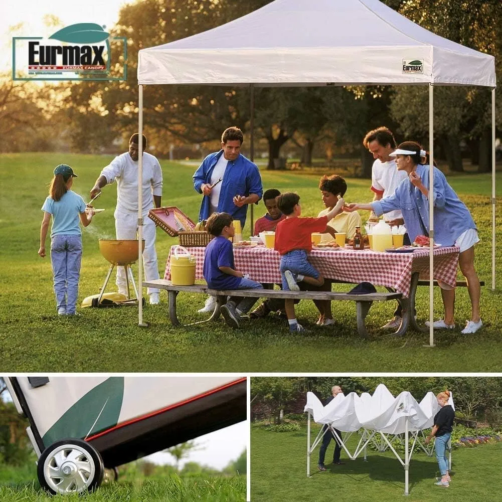 Eurmax USA Professional Pop up Canopy Wedding Party Tent Instant Outdoor Gazebo with Side Walls Aluminum Frame Commercial Grade Bonus Roller Bag(Black)