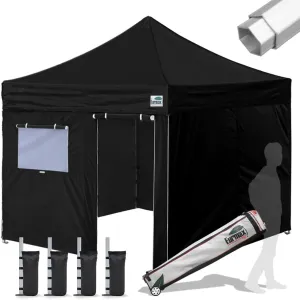 Eurmax USA Professional Pop up Canopy Wedding Party Tent Instant Outdoor Gazebo with Side Walls Aluminum Frame Commercial Grade Bonus Roller Bag(Black)