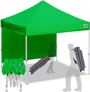 Eurmax USA Smart Durable Pop up Canopy Tent with 1 Removable Sidewall 10'x10' Outdoor Craft Show Canopy Bouns 4X Stakes(Kelly Green)