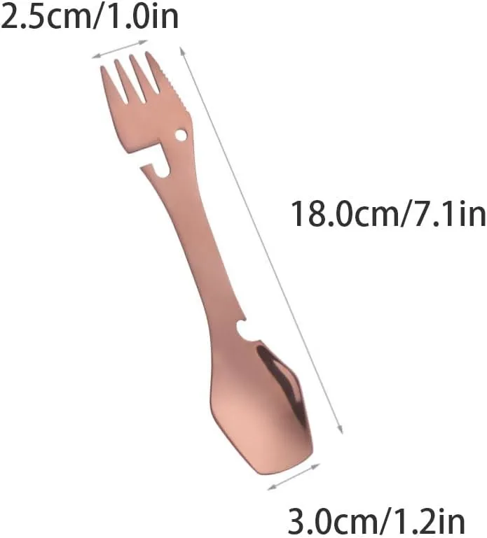 Exquisite Outdoor camping tableware stainless steel multifunctional knife fork and spoon flatware portable creative 5-in-1 cutlery Practical