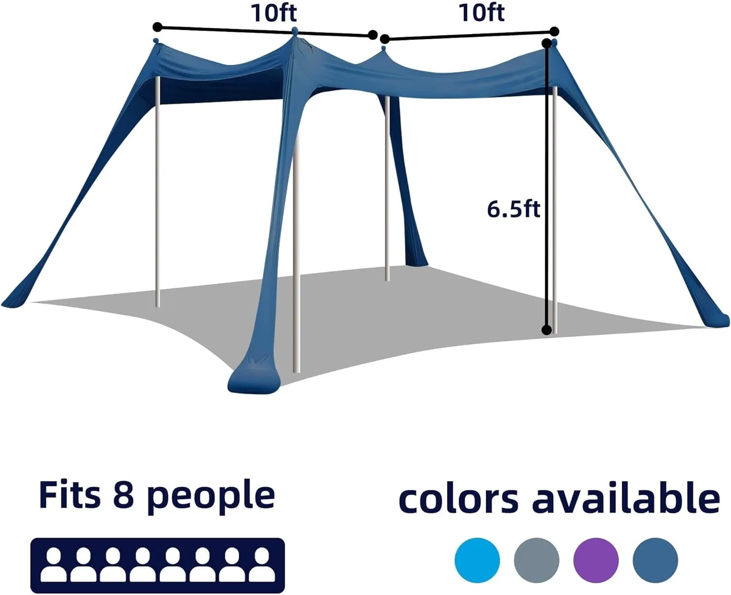 Family Beach Tent Canopy Sun Shade, Pop Up Grande Beach Tent with 4 Stability Poles, UPF 50  Sun Protection, Water-Resistant, Portable Carry Bag, 10'x10' Large Size, for Outdoor Picnics, Beach Days, a