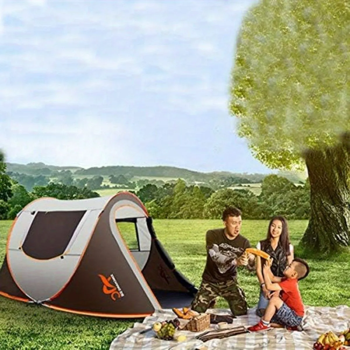 Family Camping Tent, can accommodate 3 to 4 People, Ventilation on All Sides, 1 Second Extremely Fast Installation, Wind/Rainproof