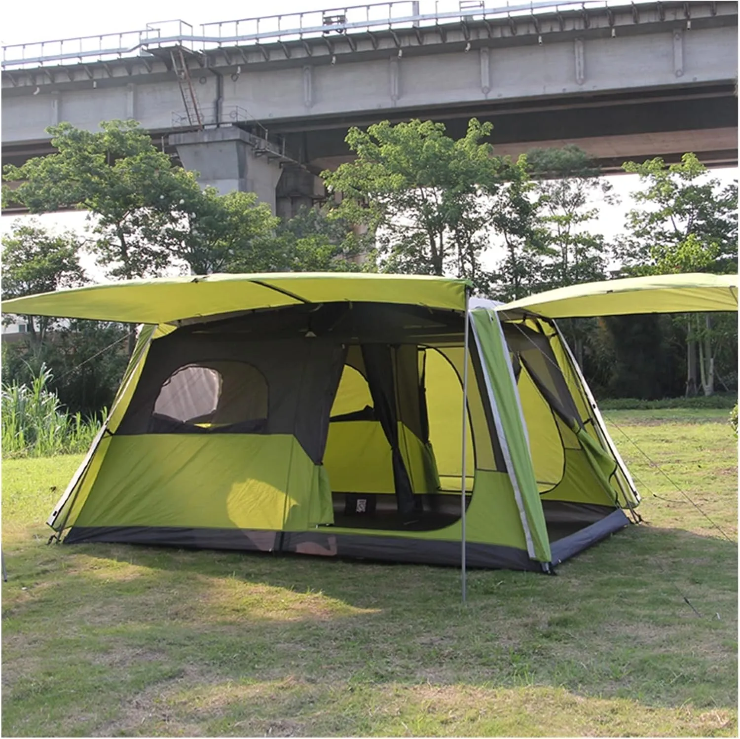Family Tents Camping Tent 8 Person, Double Layer Tent- Ultra Large Waterproof Dome Tent with Porch, Easy to Set Up, Instant Tent with Sun Shelter